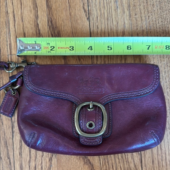 Coach Burgundy Leather Wristlet - Picture 2 of 10